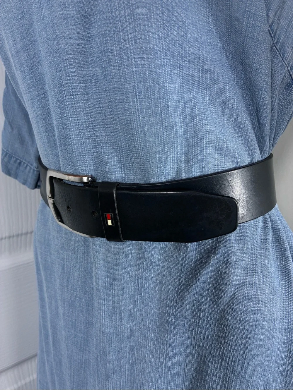 Tommy Hilfiger Men’s Belt Sz 34 Blue Genuine Leather Belt Logo